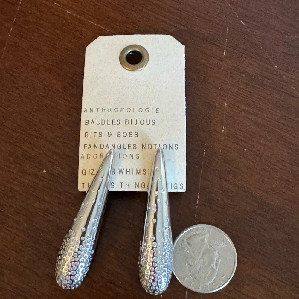 Anthropologie Pave Triangle Drop Earrings NWT Silver Neutral